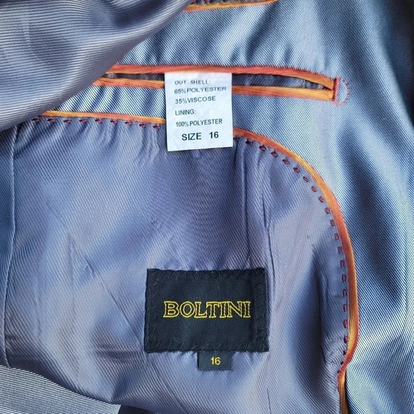 Boltini Boys Formal Blazer Jacket Silver Gray Polyester Viscose Size 16 - Picture 5 of 8